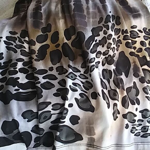 Dressbarn Dress Maxi Stretchy Vintage Y2K Animal Print Gray White Tan Black  4 - Picture 5 of 11